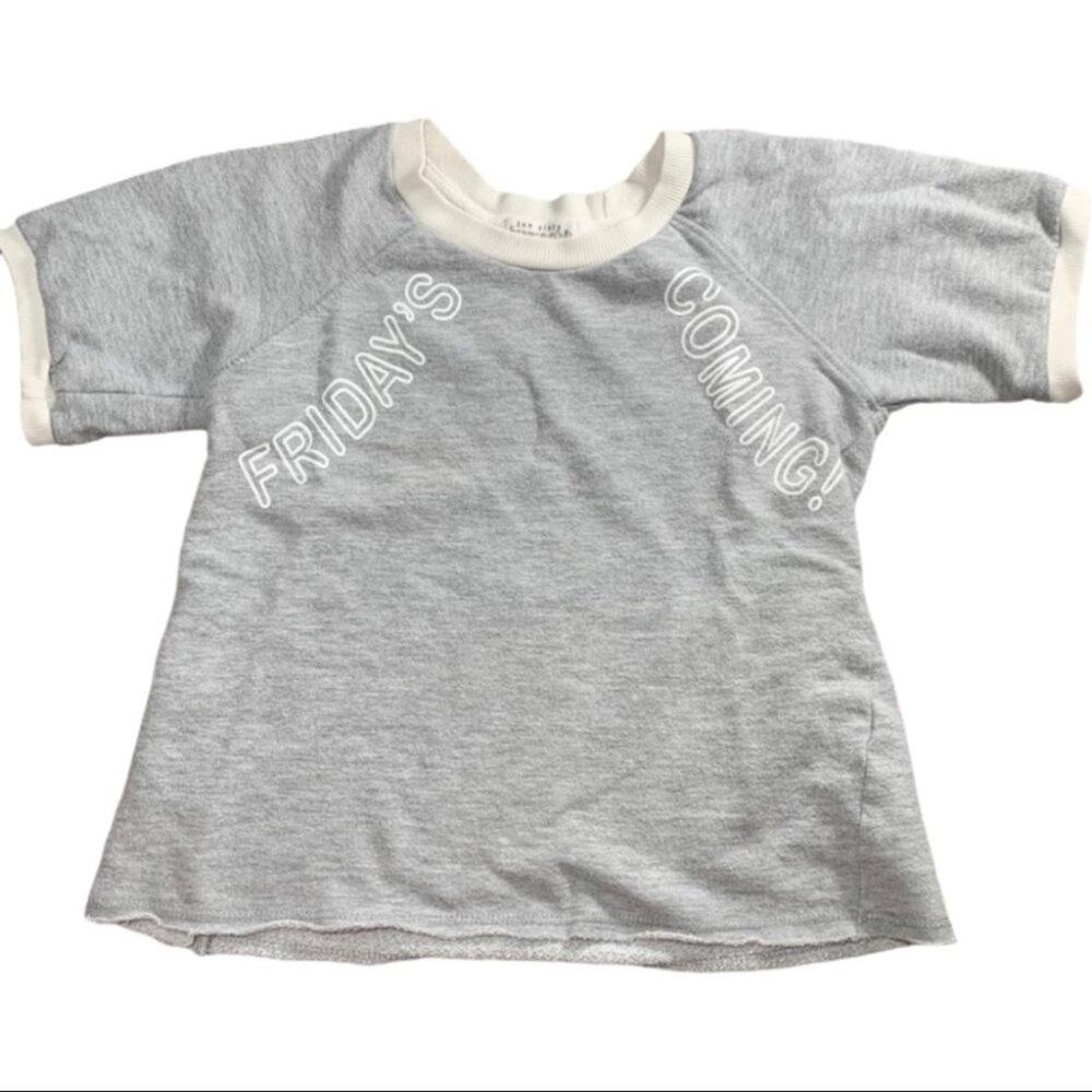 Ten Sixty Sherman Girls Small cutoff 1/4 short sleeve sweater Fridays Coming